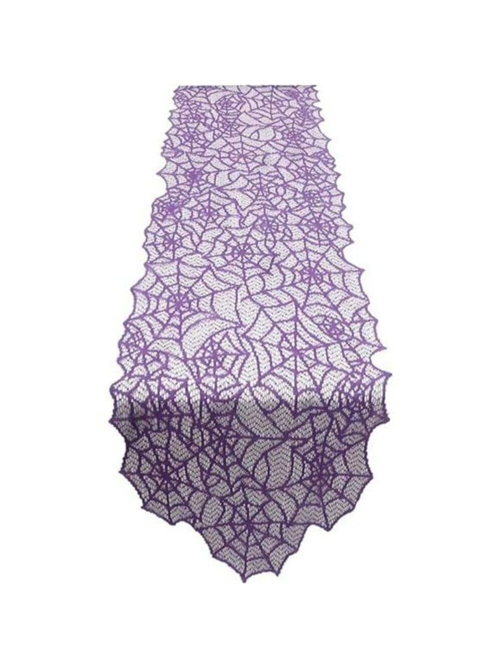 Halloween spider web lace table runner purple spooky party decoration dining roo